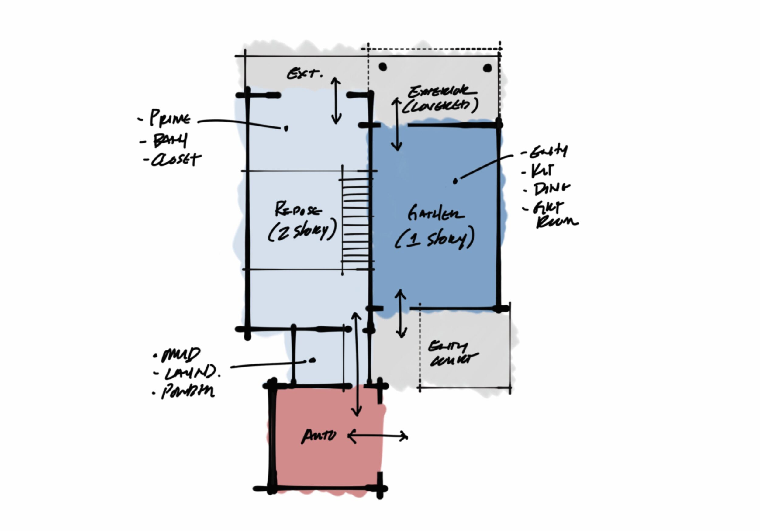 Side Car Mountain House Diagram, Cle Elum, Washington, Custom Home Design by BellCraft Architects