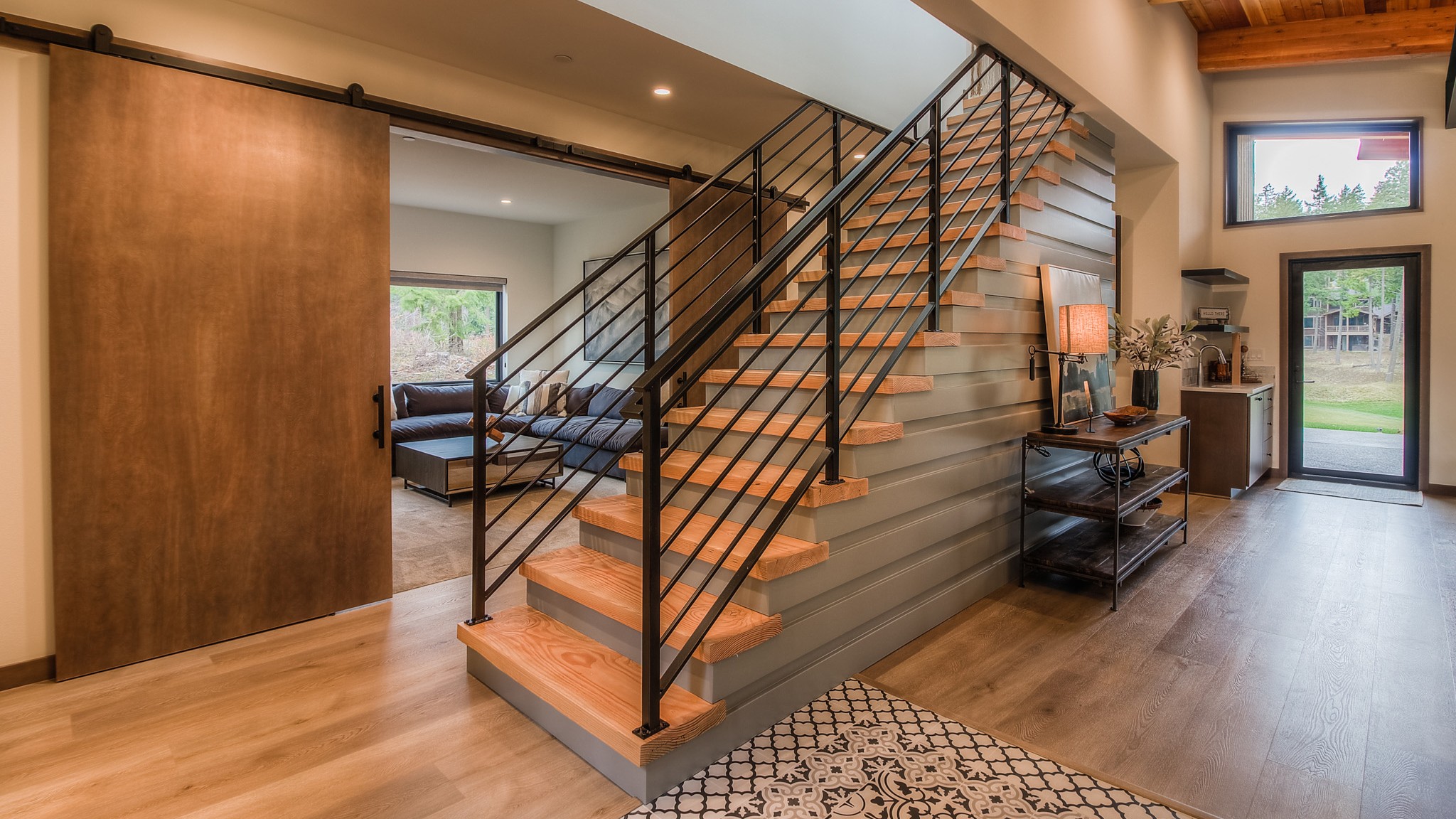 Side Car Mountain House Stairs, Cle Elum, Washington, Custom Home Design by BellCraft Architects