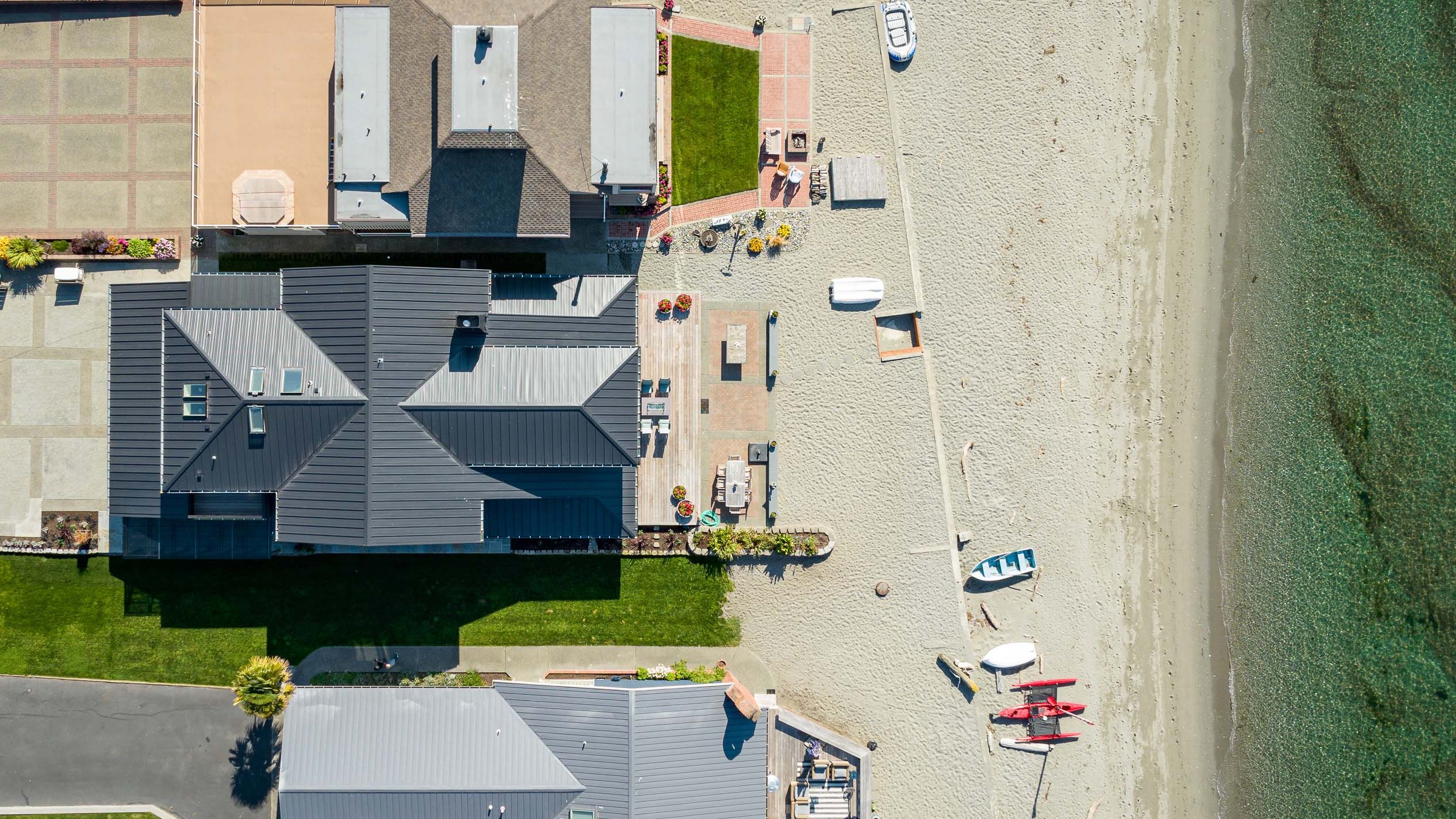 Mutiny Bay Aerial, Whidbey Island Beach House, Custom Home Design by BellCraft Architects