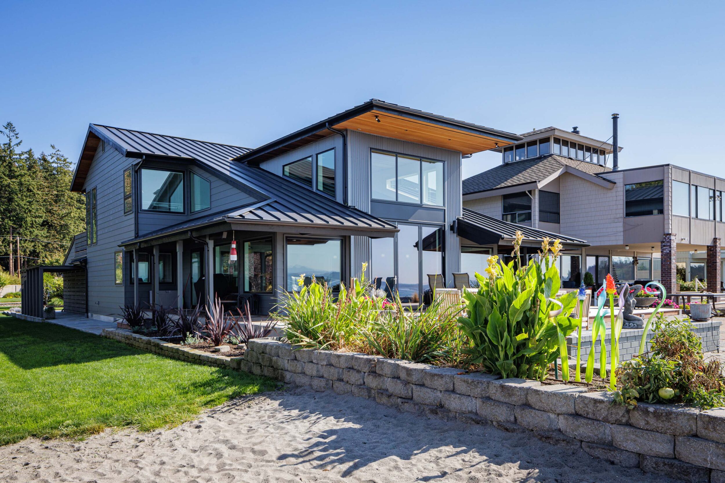 Mutiny Bay Beach House Exterior on Whidbey Island, Washington, Custom Home Design by BellCraft Architects