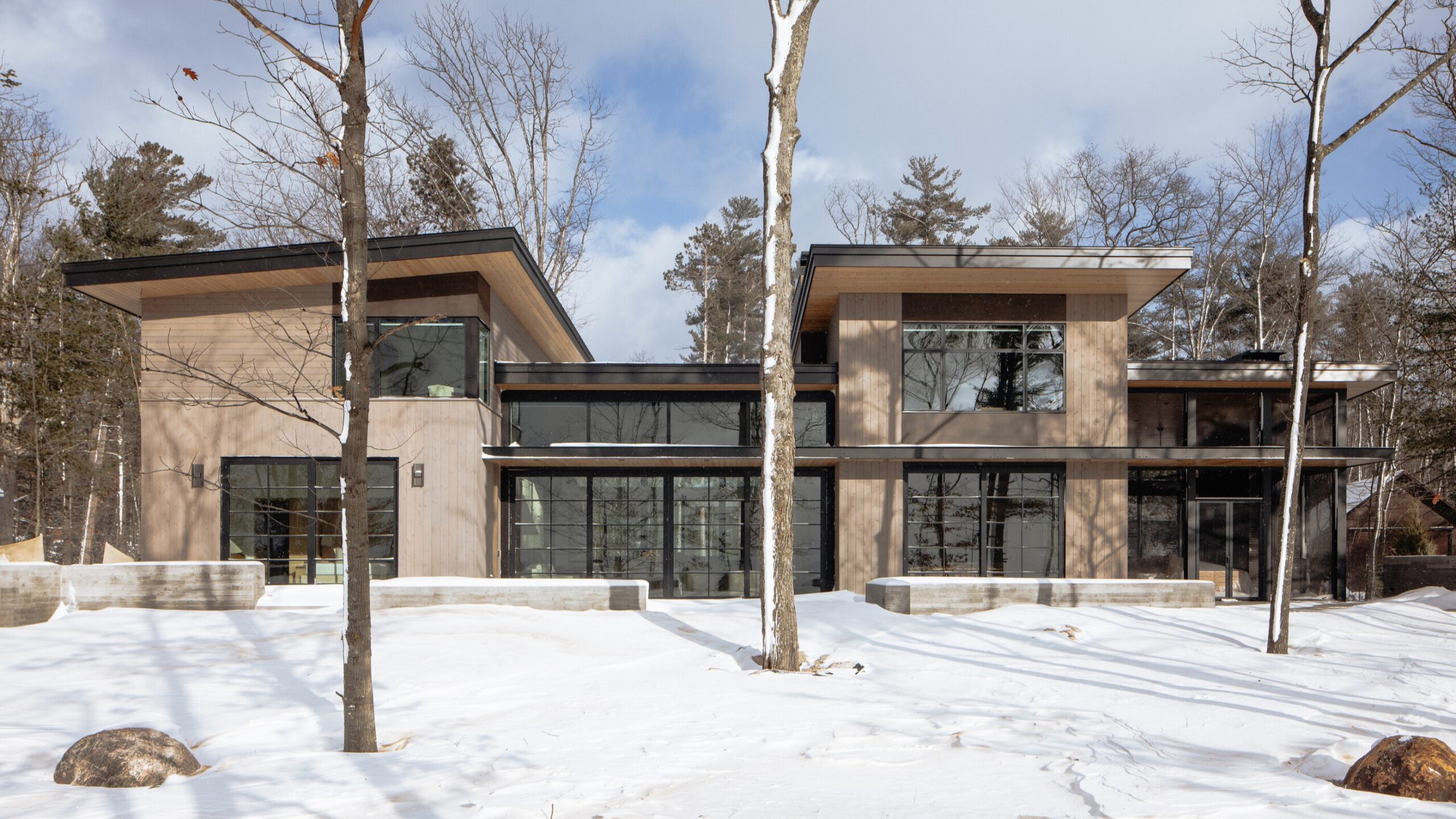 Bowers Harbor Lake House Exterior in Northern Michigan, Custom Home Design by BellCraft Architects