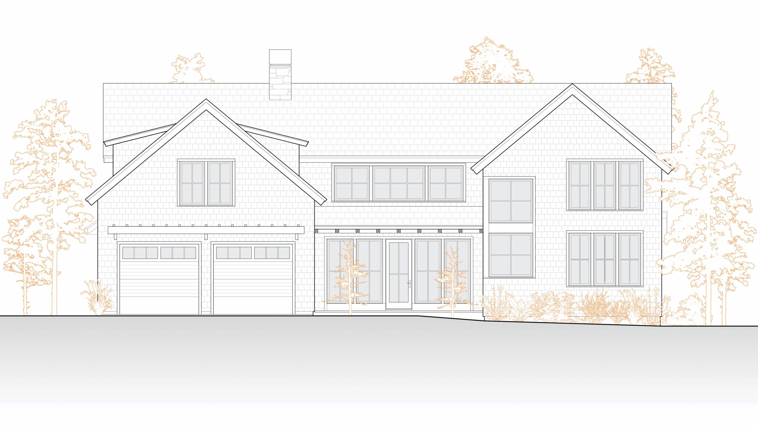 Northport Point, Classic Lake Michigan Cottage, Custom Home Design Rendering by BellCraft Architects