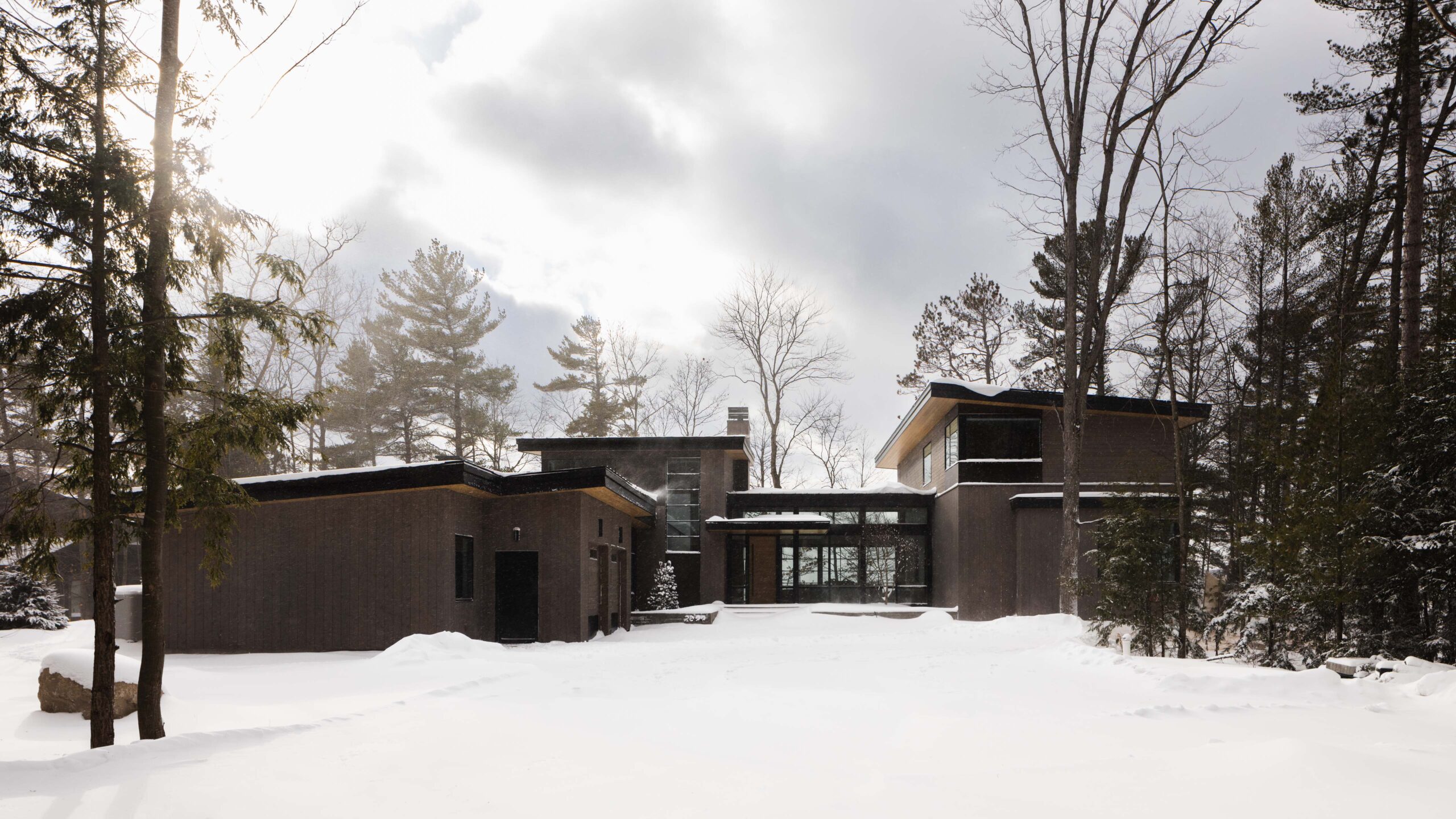 Bowers Harbor Lake House Exterior in Northern Michigan, Custom Home Design by BellCraft Architects