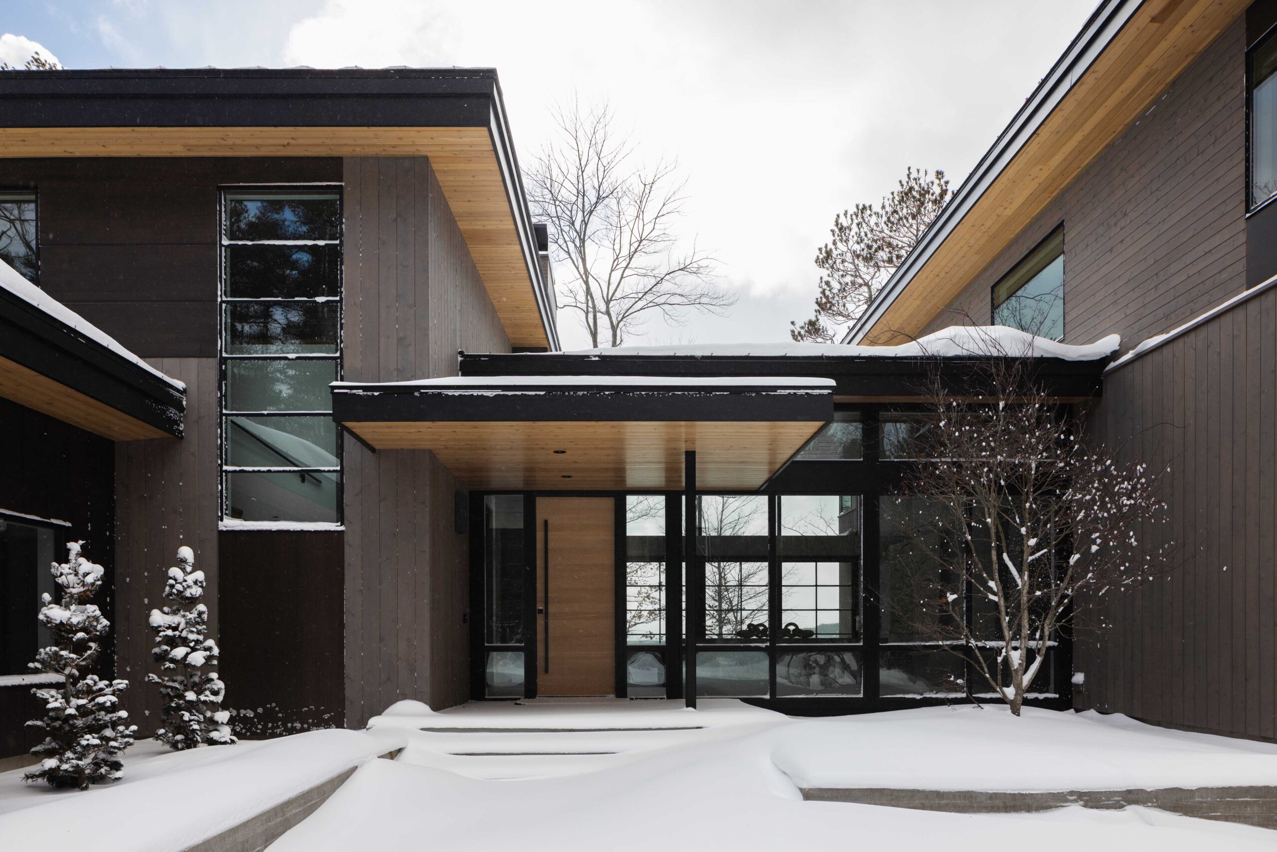 Bowers Harbor Lake House Entry in Northern Michigan, Custom Home Design by BellCraft Architects