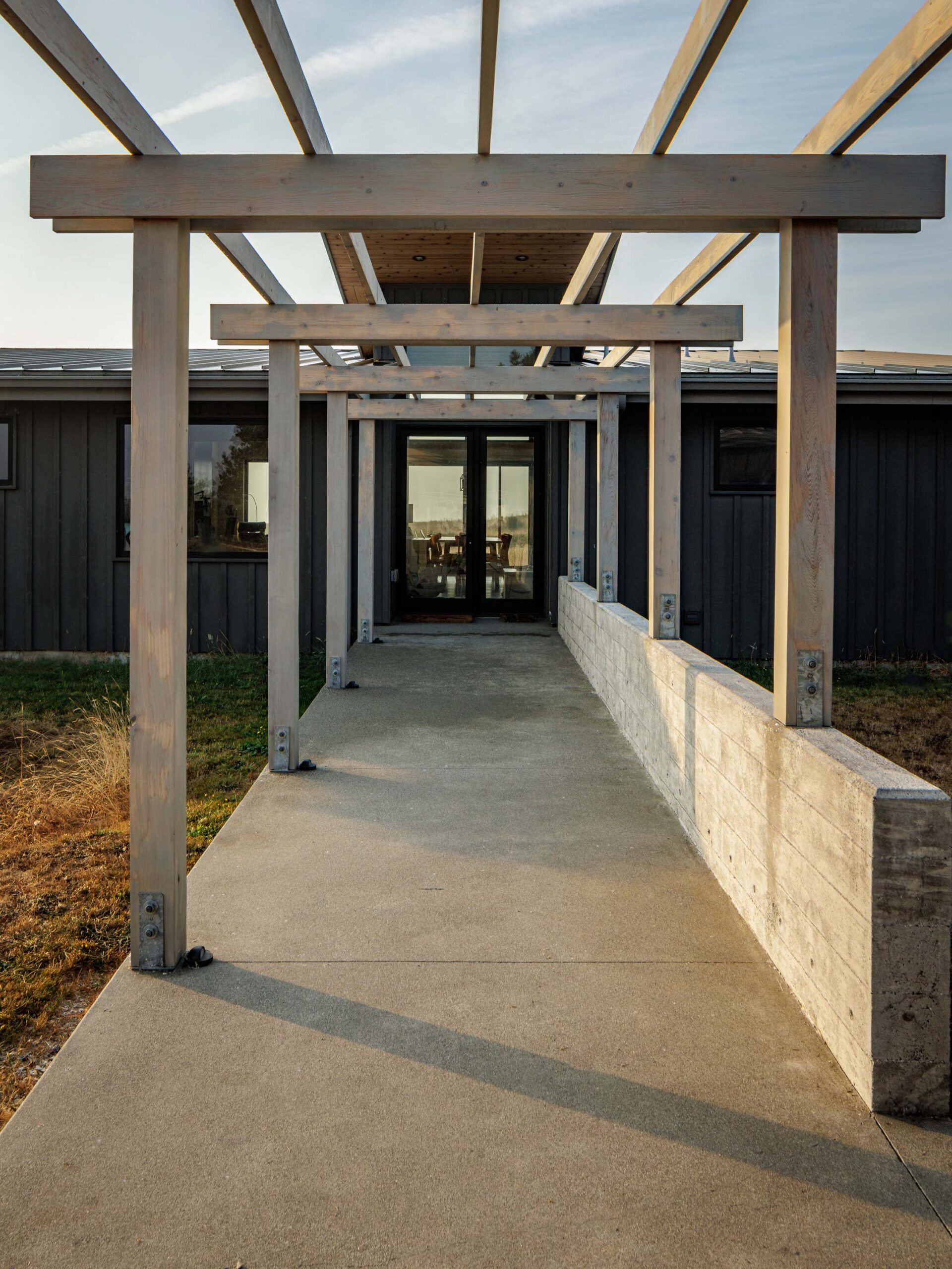 Cattle Point Cabin Entry in San Juan Islands, Custom Home Design by BellCraft Architects