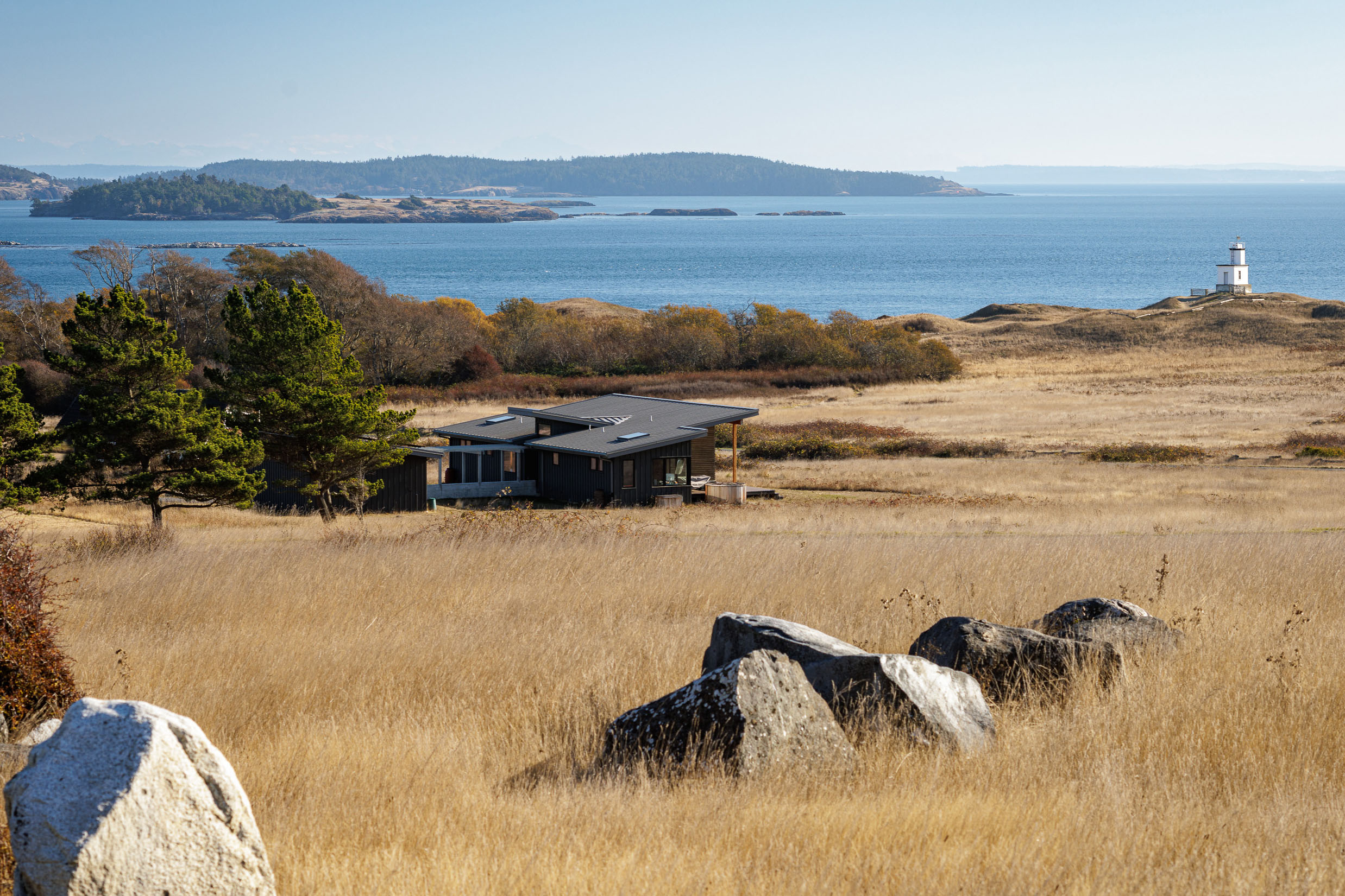 Cattle Point Cabin Exterior in San Juan Islands, Custom Home Design by BellCraft Architects