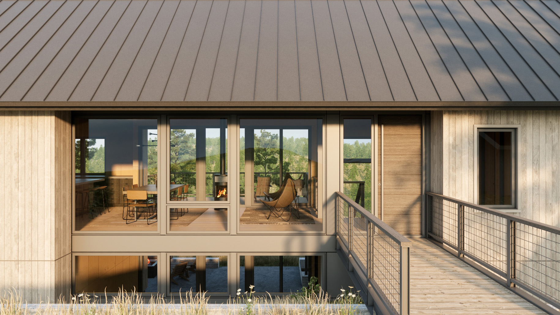 Country Bridge Cabin Entry in Northern Michigan, Custom Home Design by BellCraft Architects