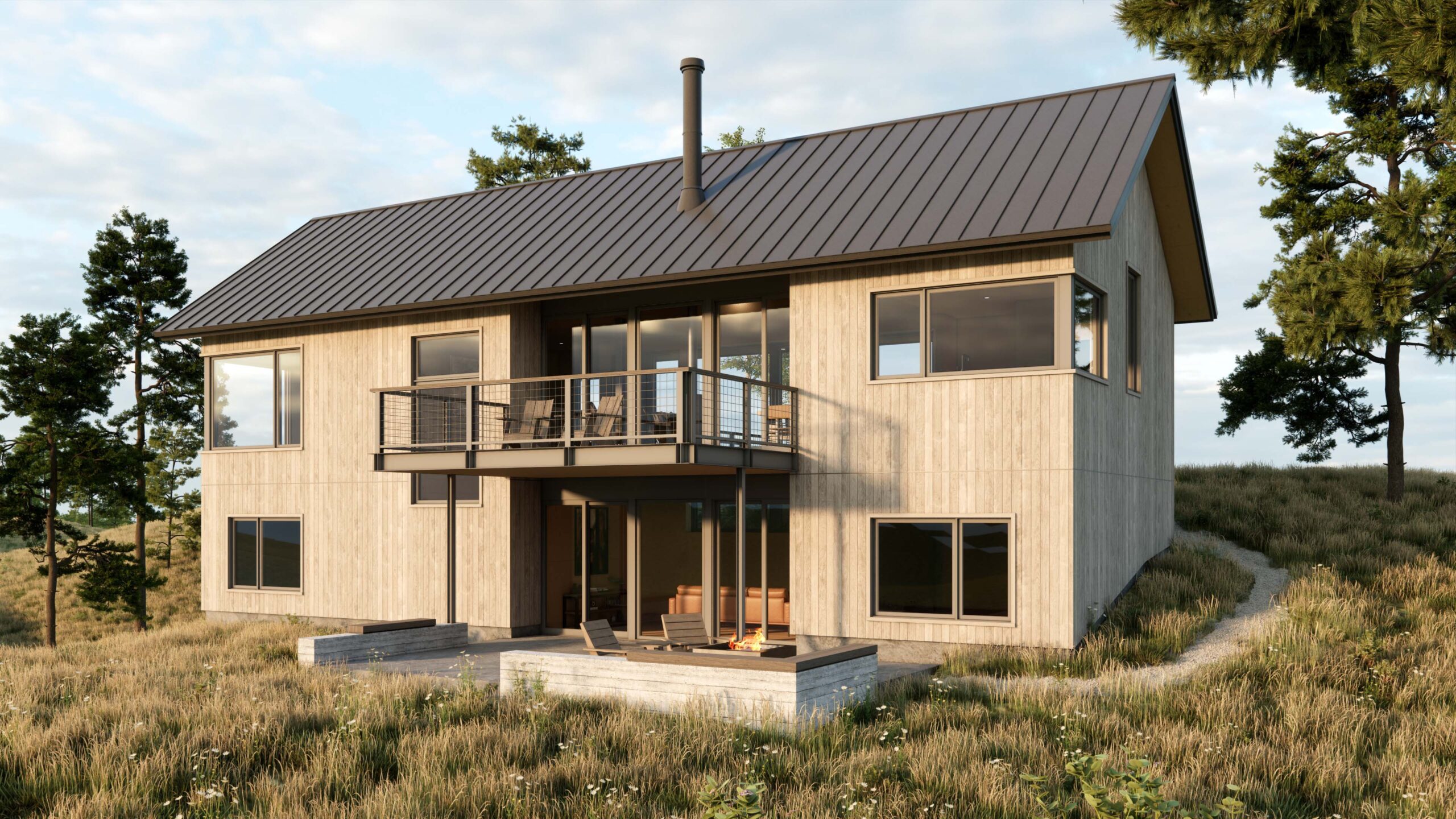 Country Bridge Cabin Exterior in Northern Michigan, Custom Home Design by BellCraft Architects