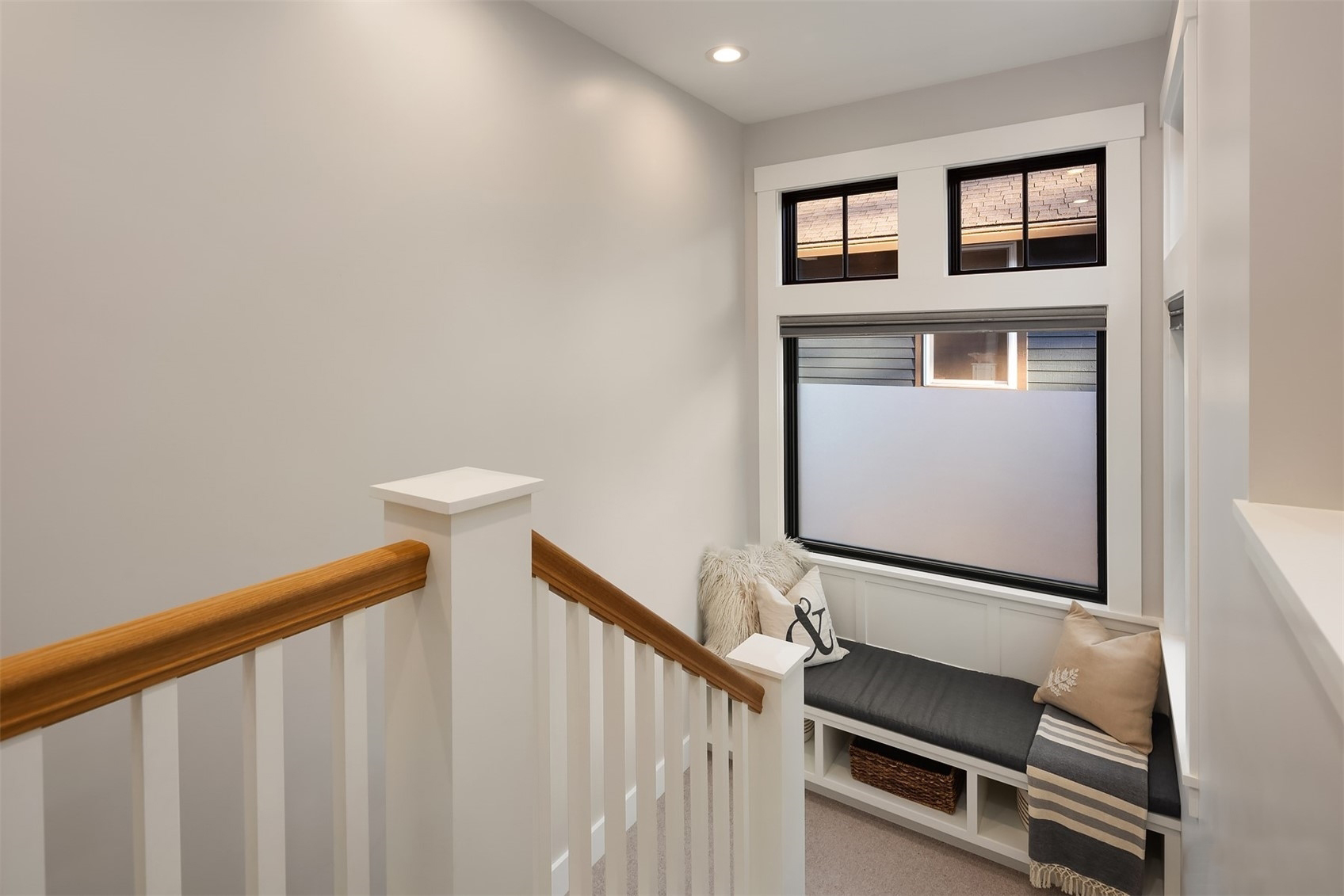 Craftsman Retake Addition Stairwell Window Seat in Seattle, Washington, Custom Home Design by BellCraft Architects