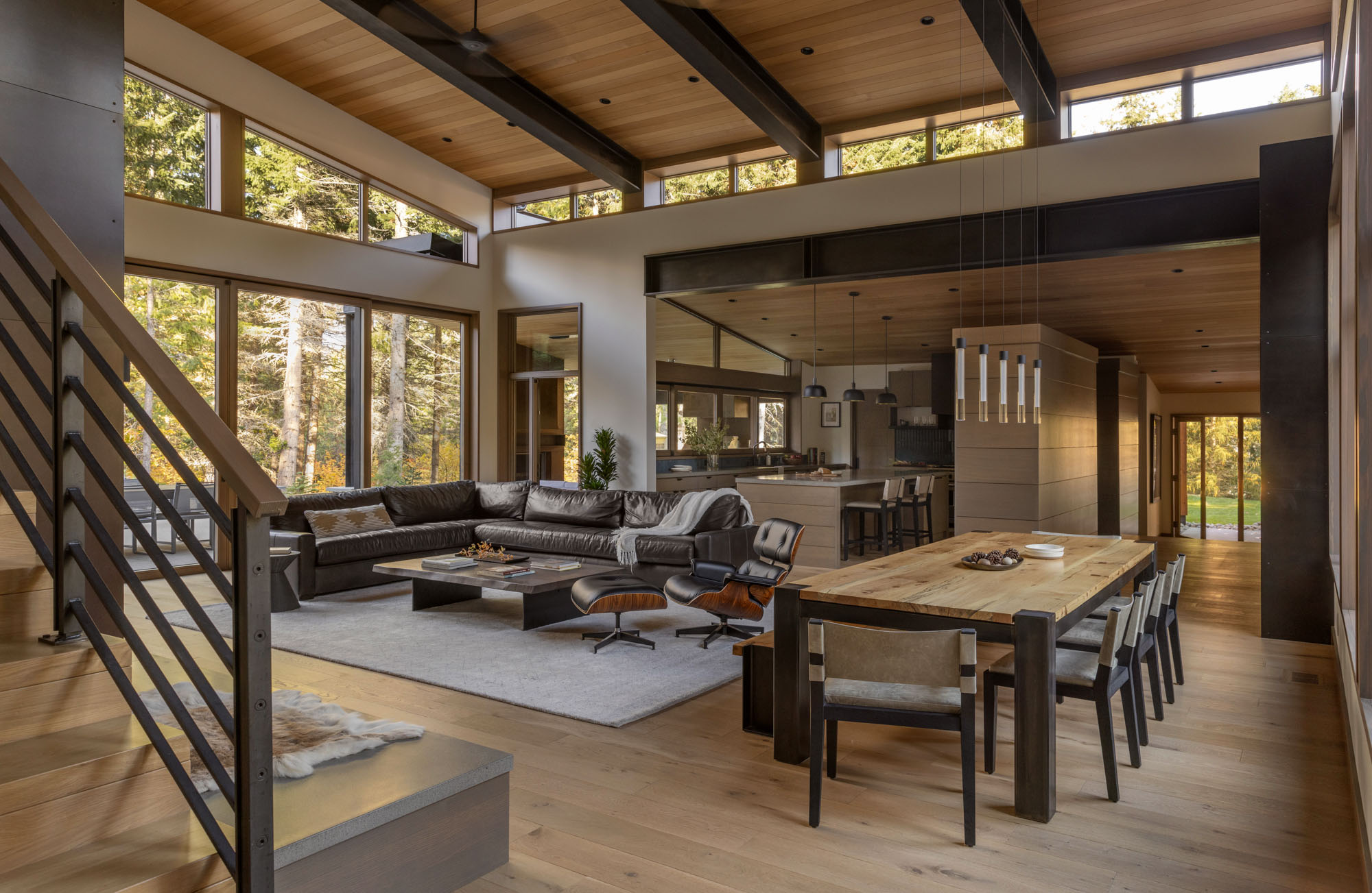 Goat Creek Retreat Living Room in Cle Elum, Washington, Custom Home Design by BellCraft Architects