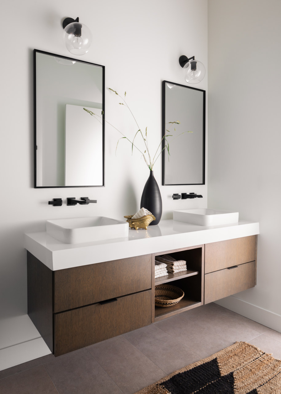 Mission West Floating Vanity, Custom Home Design by BellCraft Architects