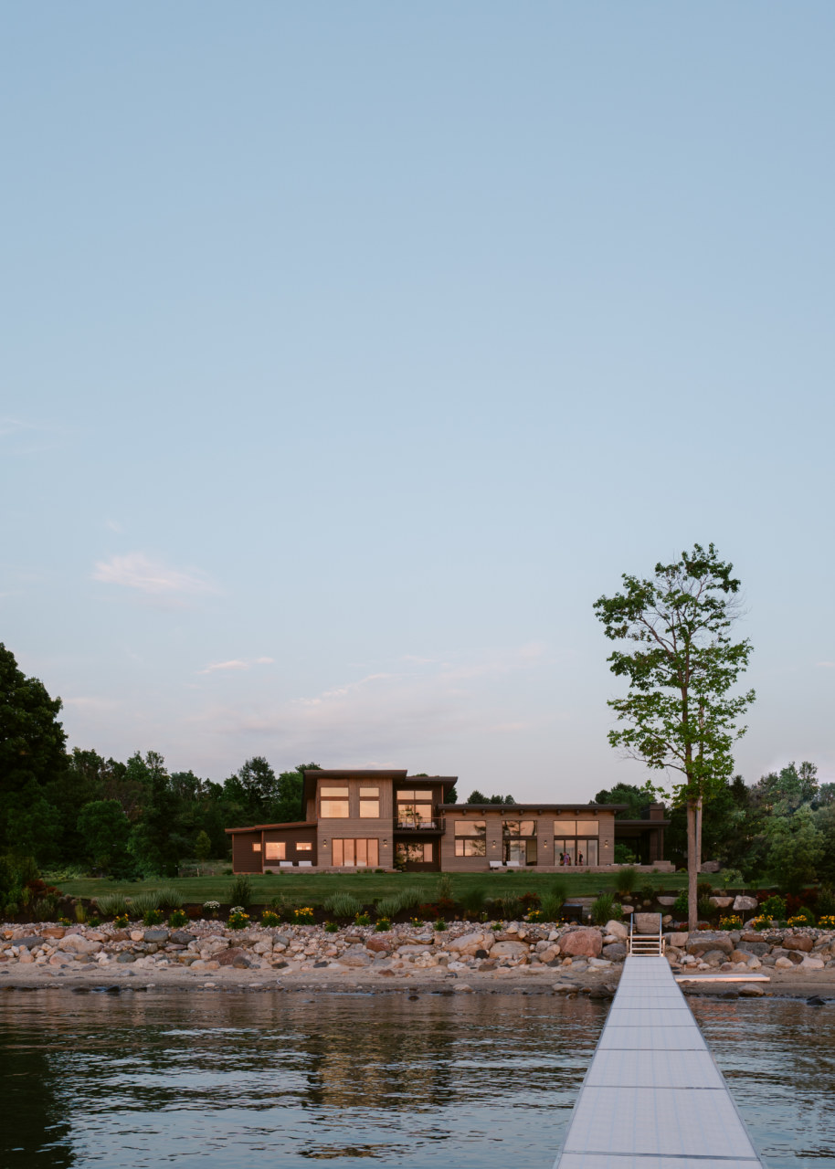 Mission west exterior view from lake