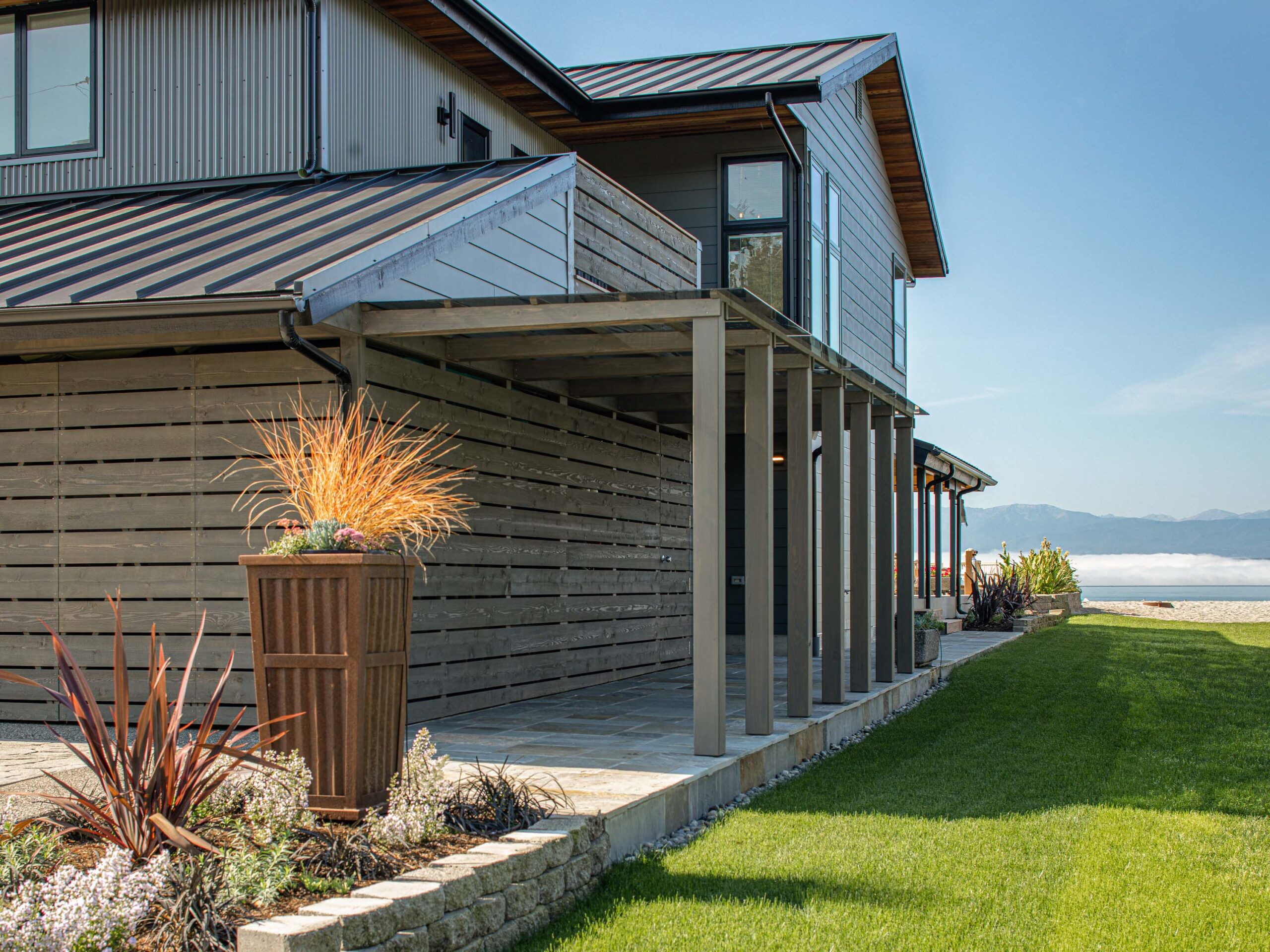 Mutiny Bay Exterior, Whidbey Island Beach House, Custom Home Design by BellCraft Architects