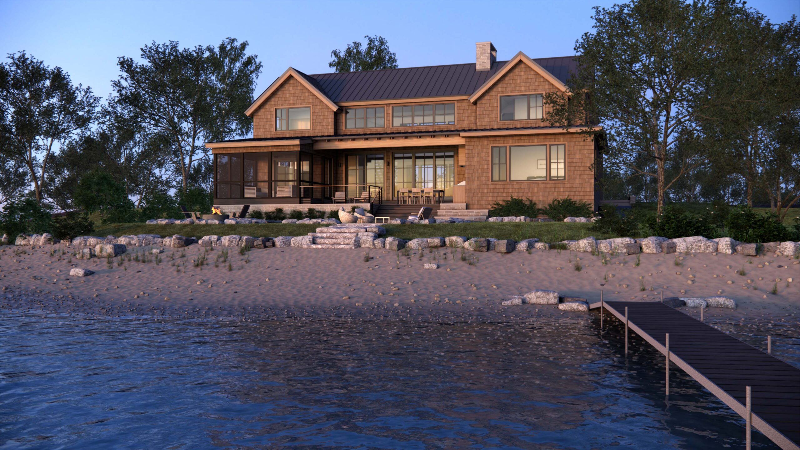 Northport Point, Classic Lake Michigan Cottage, Custom Home Design by BellCraft Architects