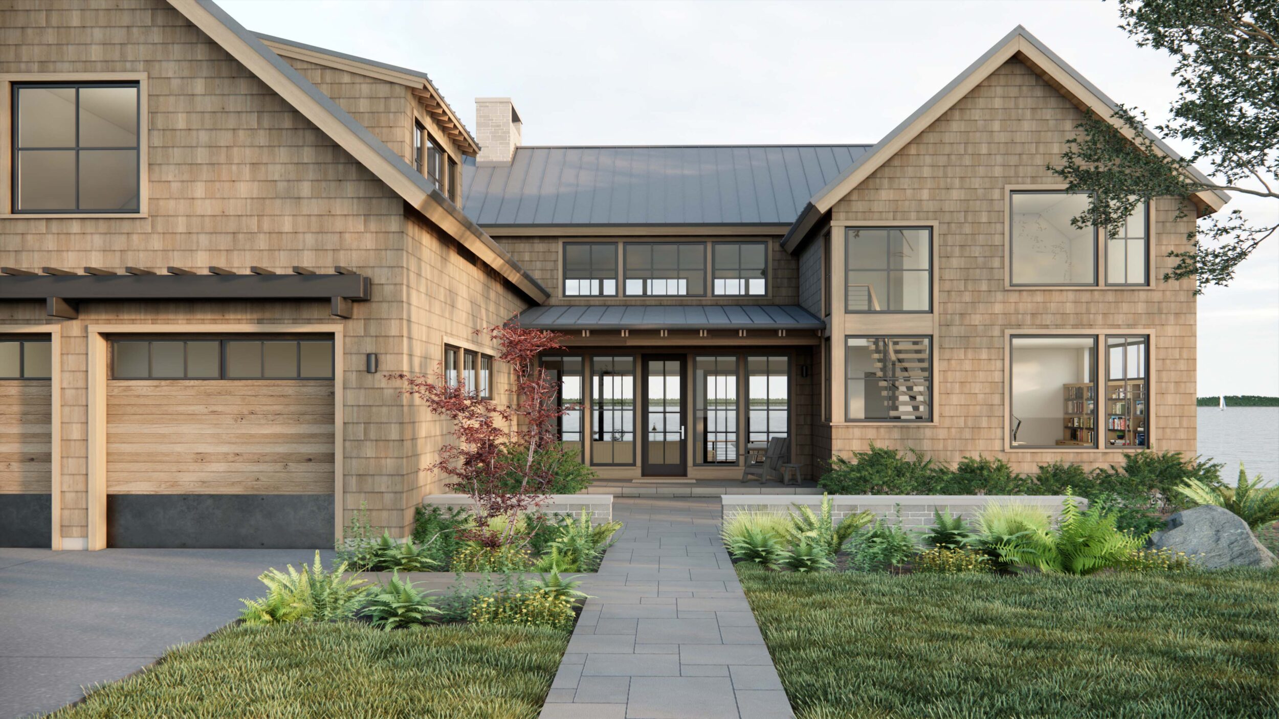 Northport Point Exterior, Classic Lake Michigan Cottage, Custom Home Design by BellCraft Architects