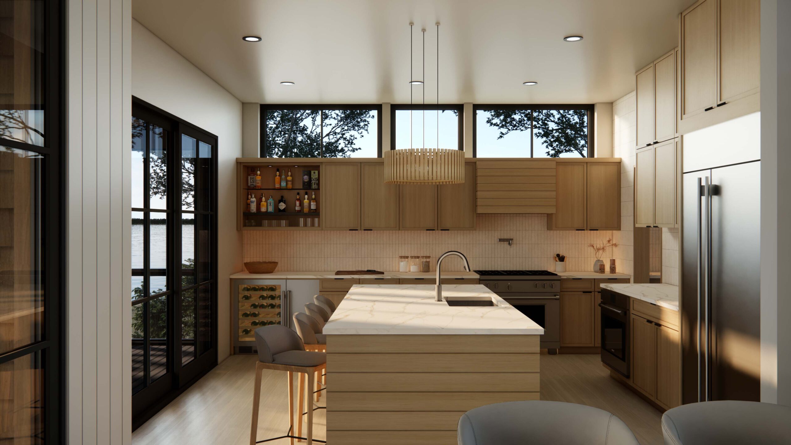 Northport Point Kitchen, Classic Lake Michigan Cottage, Custom Home Design by BellCraft Architects