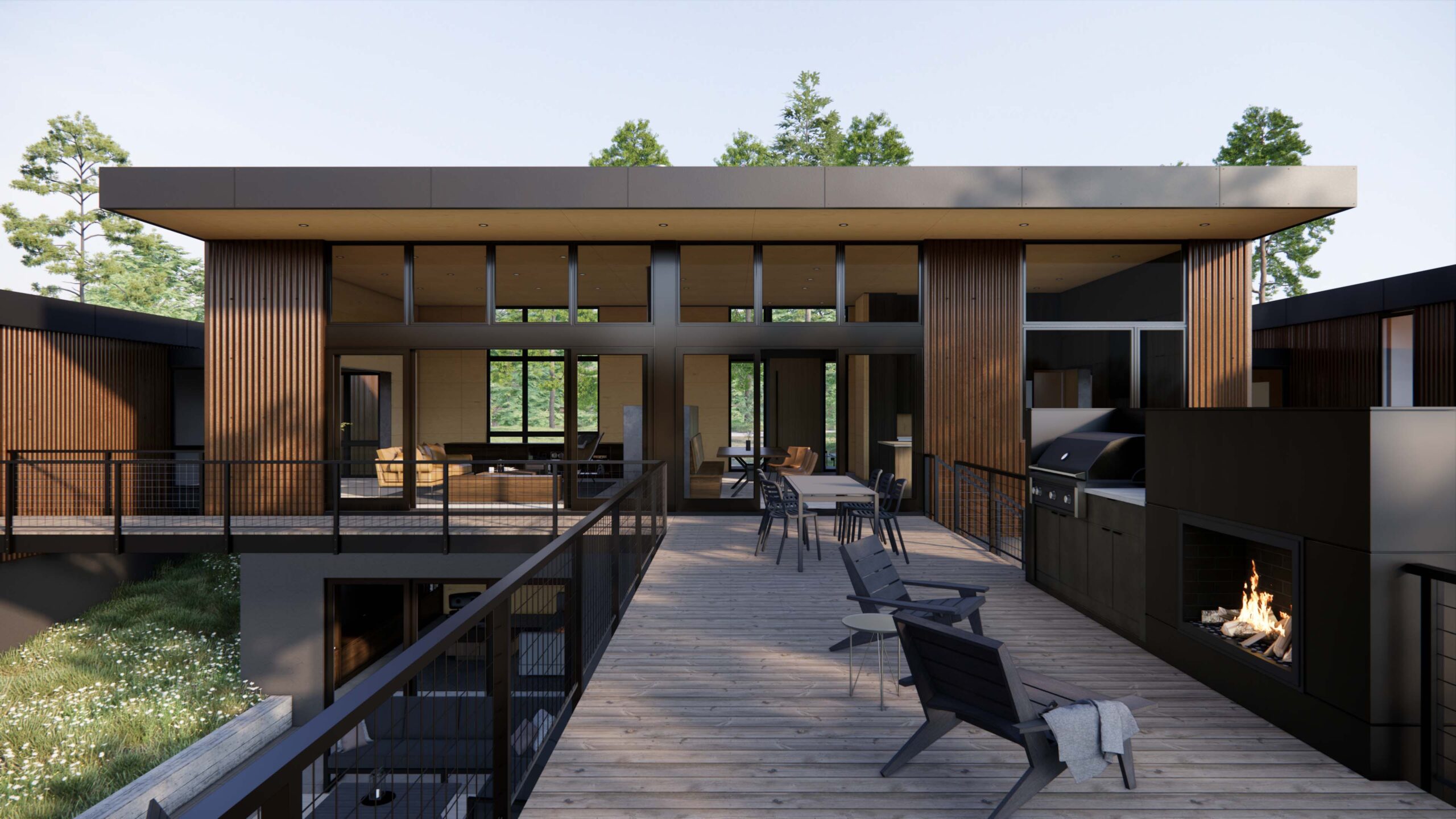Orchard Bluff Farmhouse Dock, Custom Home Design by BellCraft Architects
