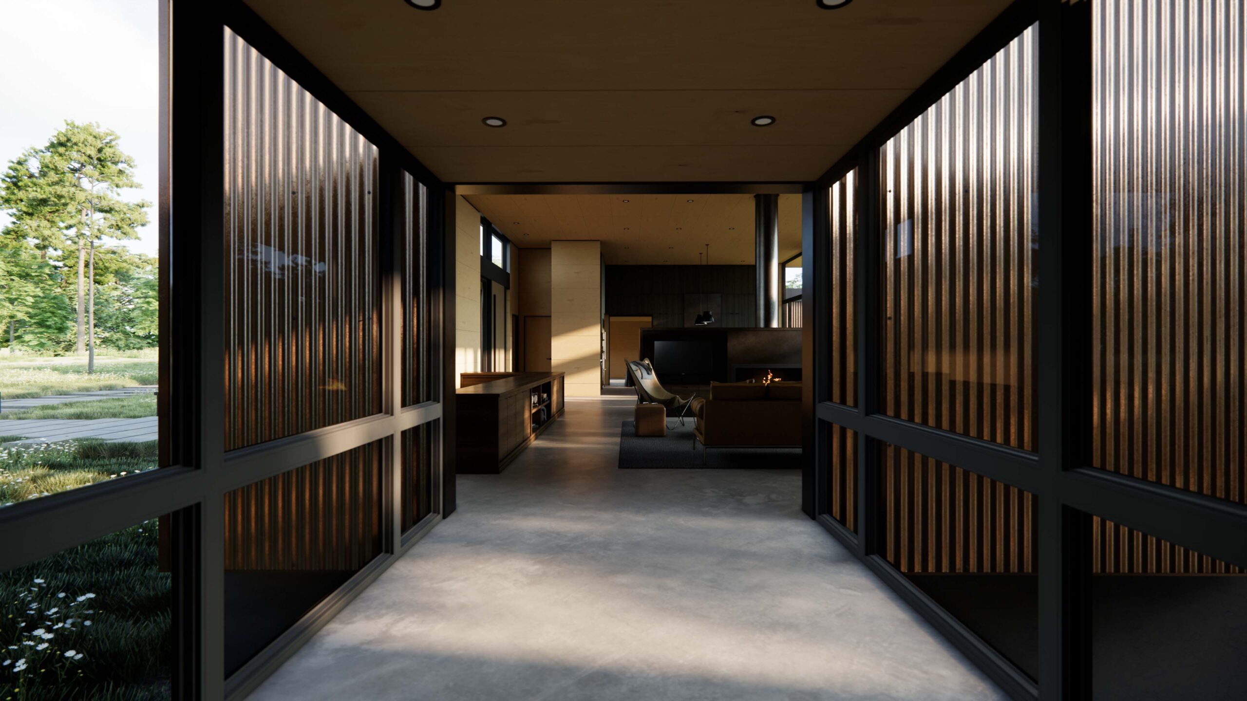 Orchard Bluff Farmhouse Glass Bridge, Custom Home Design by BellCraft Architects