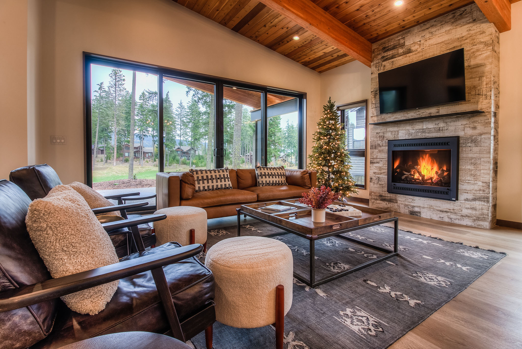Side Car Mountain House Living Room, Cle Elum, Washington, Custom Home Design by BellCraft Architects