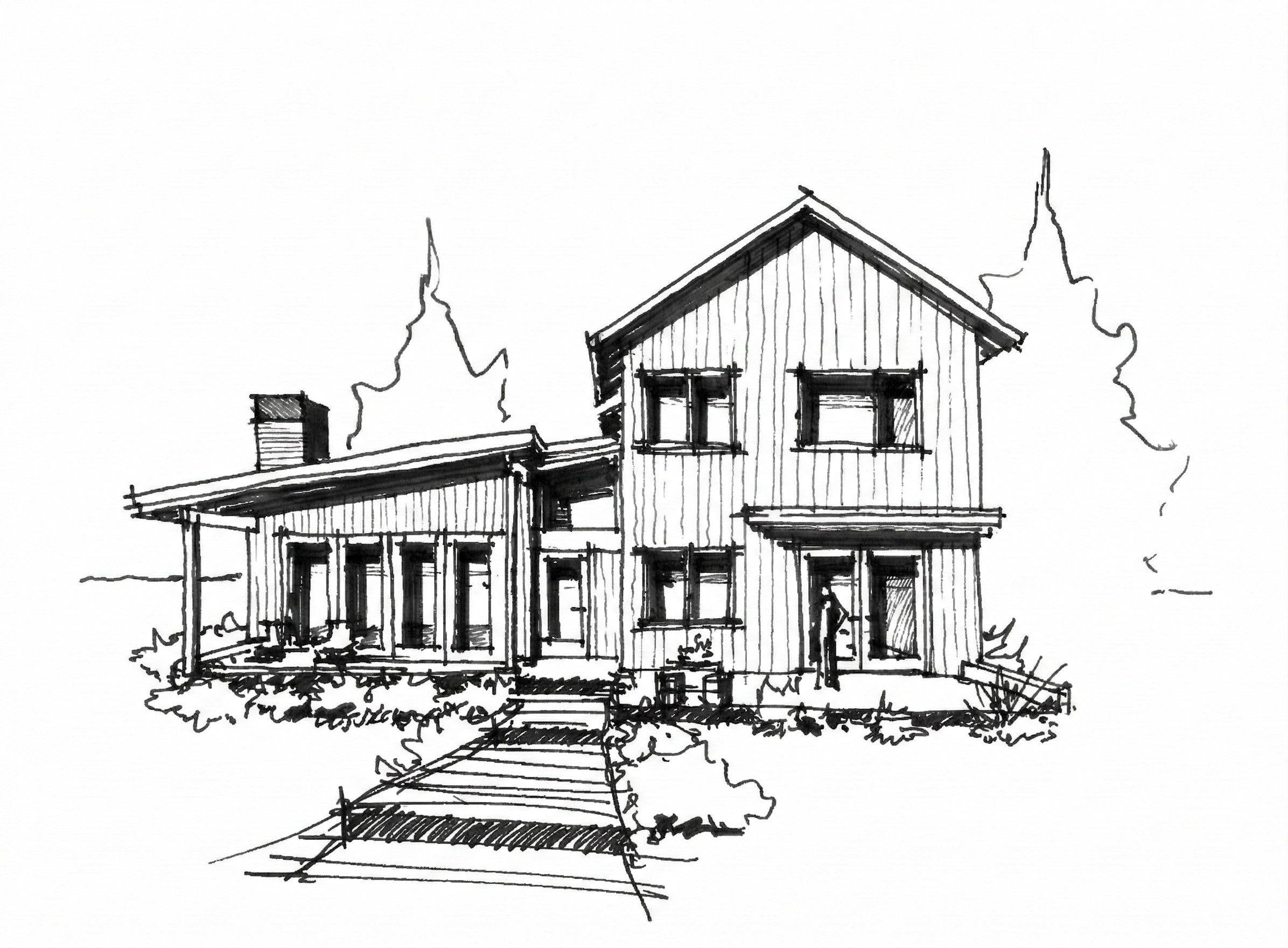 Side Car Mountain House Schematic, Cle Elum, Washington, Custom Home Design by BellCraft Architects