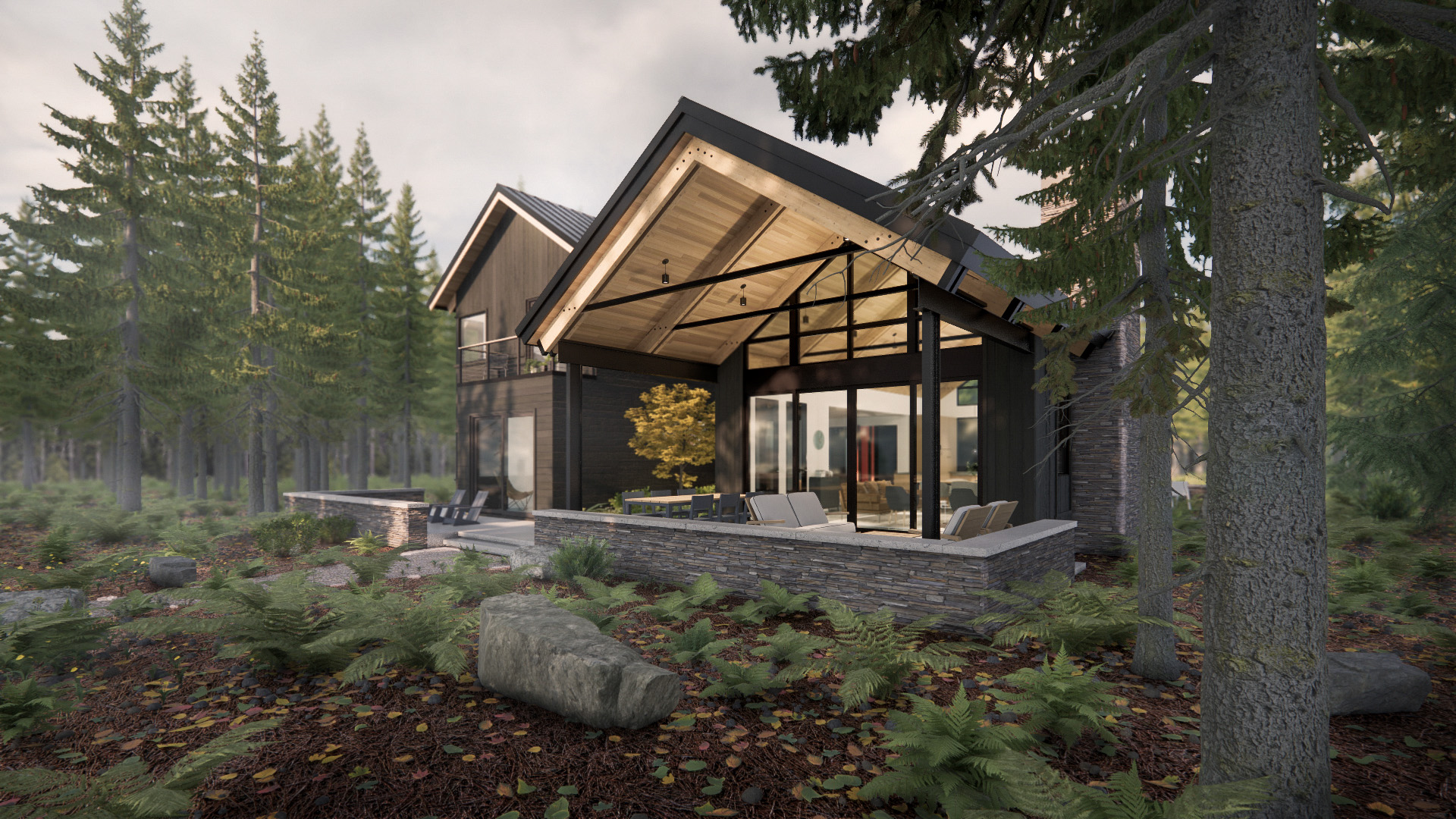 Two-By Modern Mountain Getaway Covered Patio, Cle Elum, Washington, Custom Home Design by BellCraft Architects