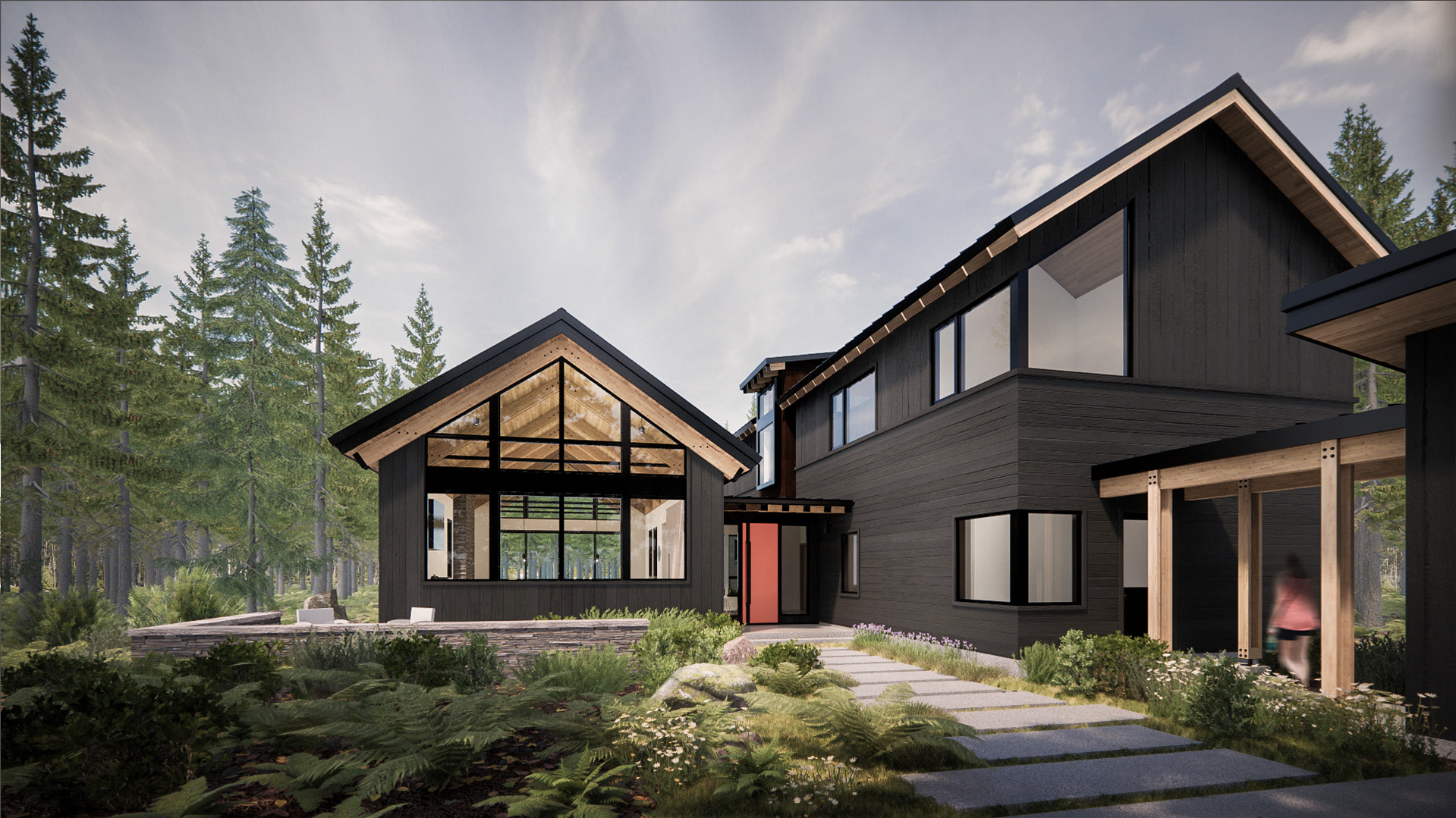 Two-By Modern Mountain Getaway Entry, Cle Elum, Washington, Custom Home Design by BellCraft Architects