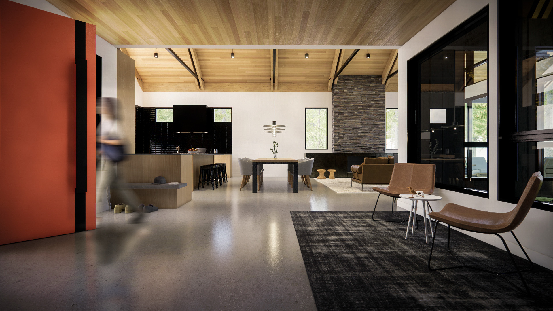 Two-By Modern Mountain Getaway Foyer, Cle Elum, Washington, Custom Home Design by BellCraft Architects