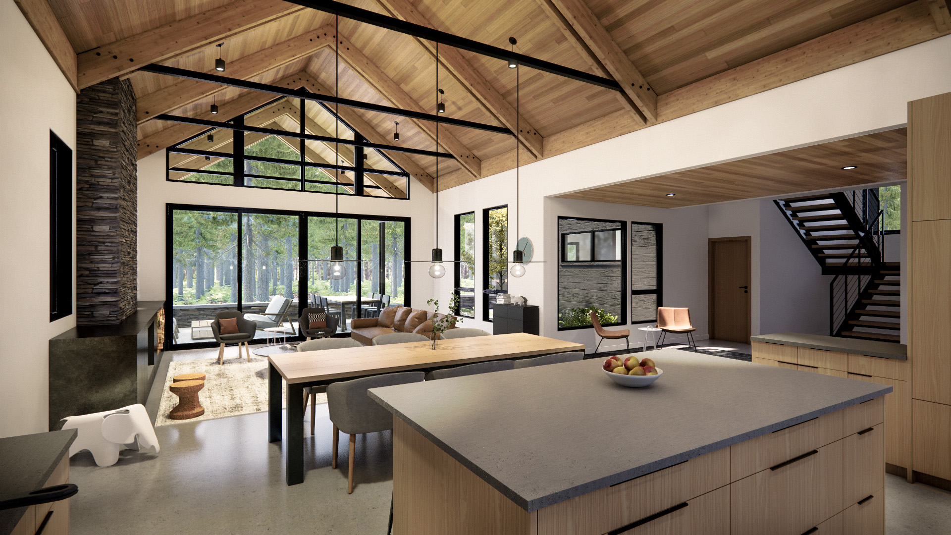 Two-By Modern Mountain Getaway Kitchen, Cle Elum, Washington, Custom Home Design by BellCraft Architects