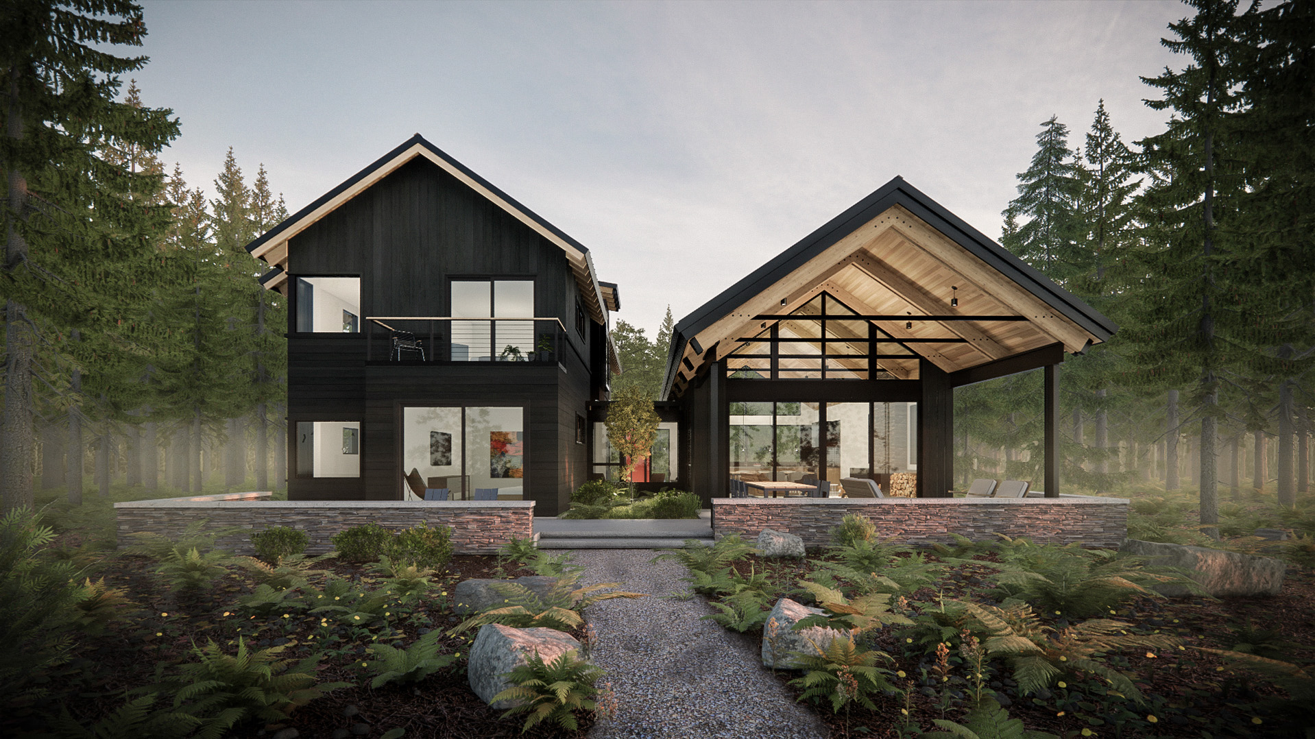 Two-By Modern Mountain Getaway Outdoor Living, Cle Elum, Washington, Custom Home Design by BellCraft Architects