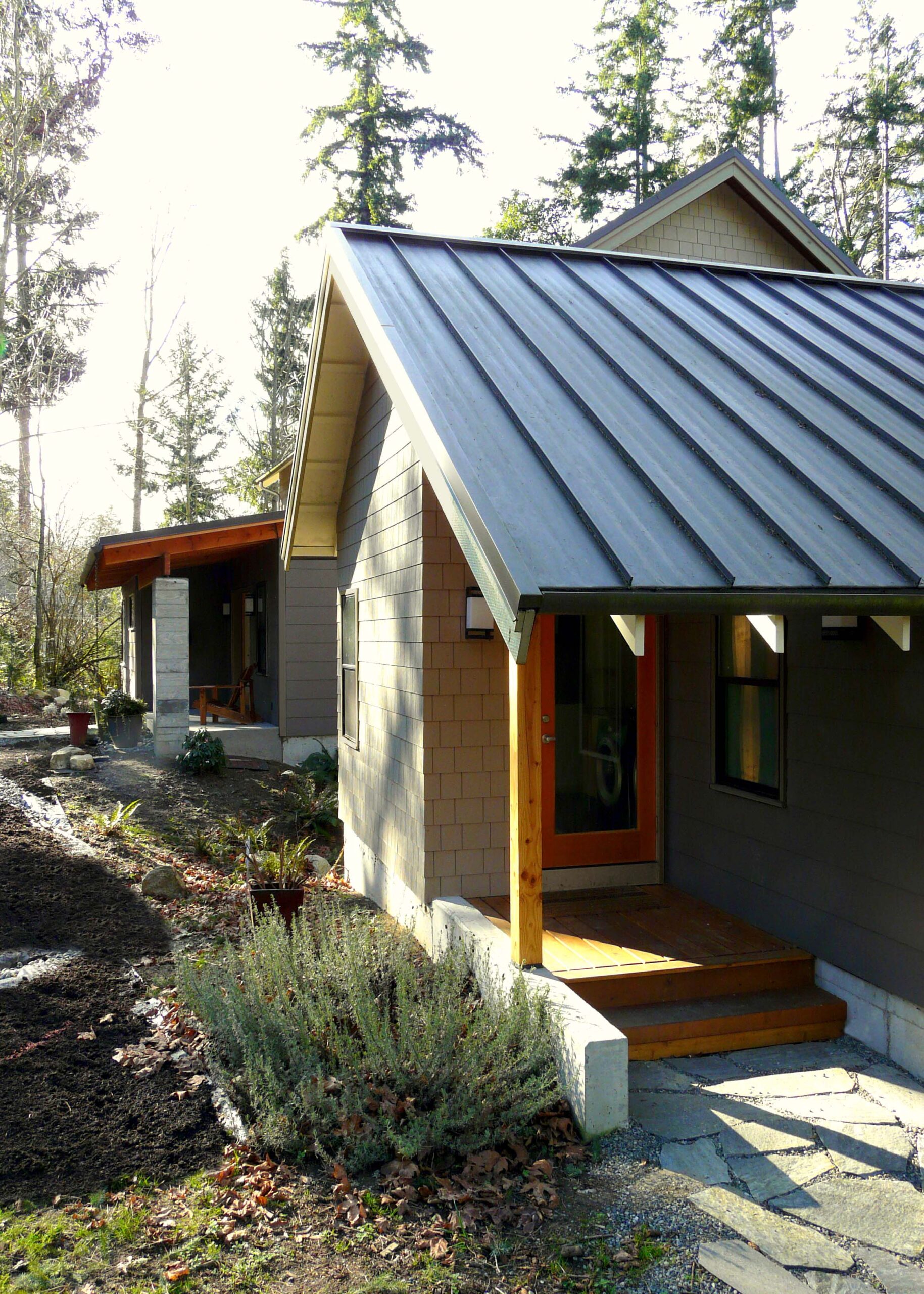 Vashon Island Beach HouseEntry, Modern Island Beach House, Custom Home Design by BellCraft Architects